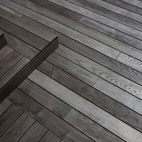 Thermory Drift Spruce C15 cladding tone Platinum and Sandy Pearl ash D4sg2 decking and F6 18x245mm flooring Private house in Estonia 14