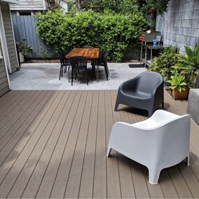 Back patio deck with chairs